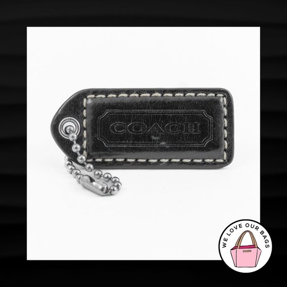 Coach Accessories - 2" Medium COACH BLACK LEATHER NICKEL KEY FOB BAG CHARM KEYCHAIN HANG TAG
